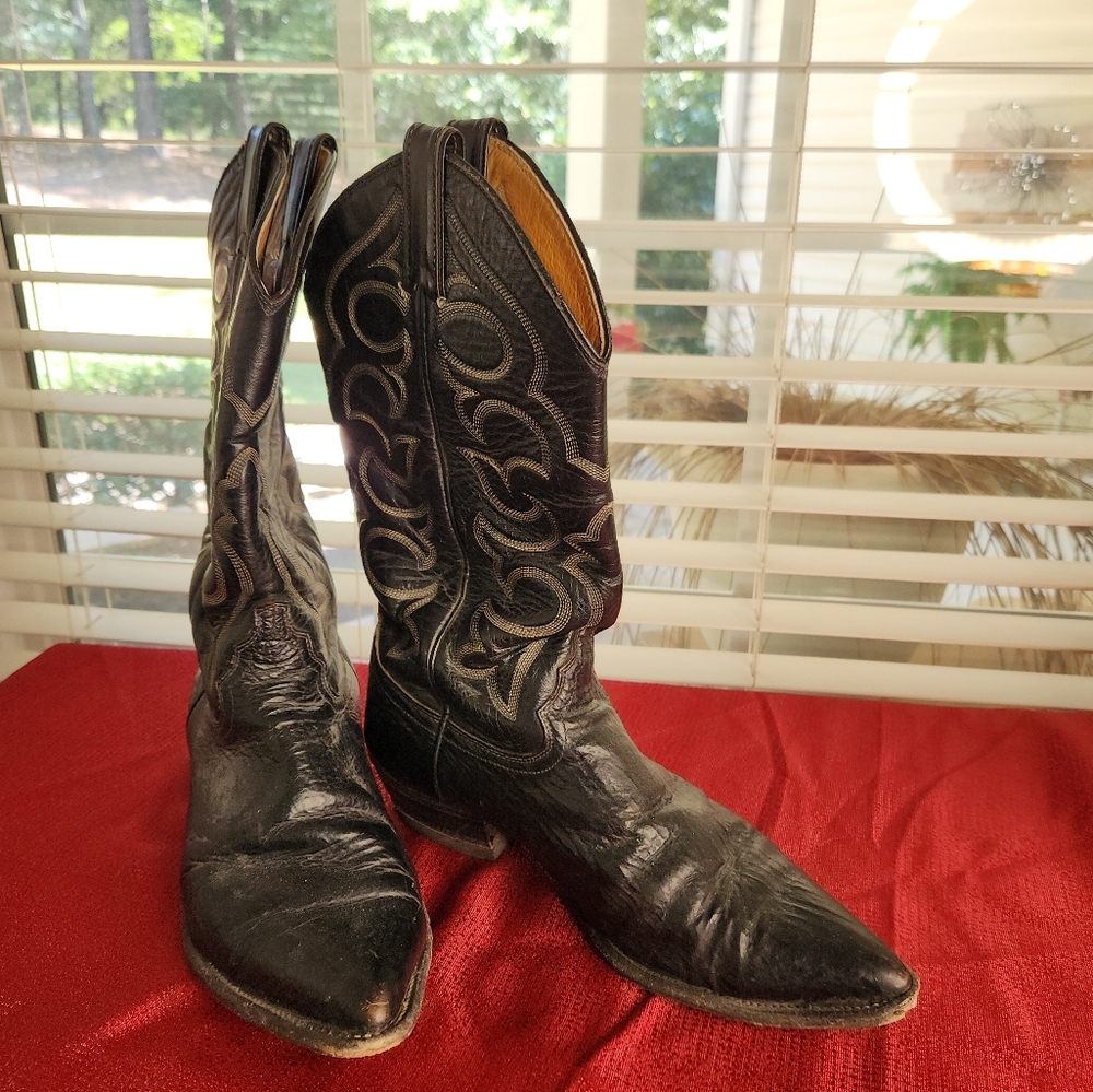 Youth JUSTIN Black Cowboy Boots Size 8.5 C
